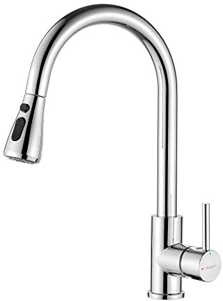 Ibergrif M22136-98 - Rubinetto da Cucina con Doccetta Estraibile, Miscelatore Monocomando per Lavello, Bassa Pressione