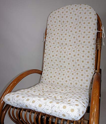Rattani - Polster für Schaukelstuhl, Ersatzpolster Rattan Schaukelstuhl Gr. 125 x 50 x 7 cm, Fb. Mirha Leinen Magarite - Made in EU