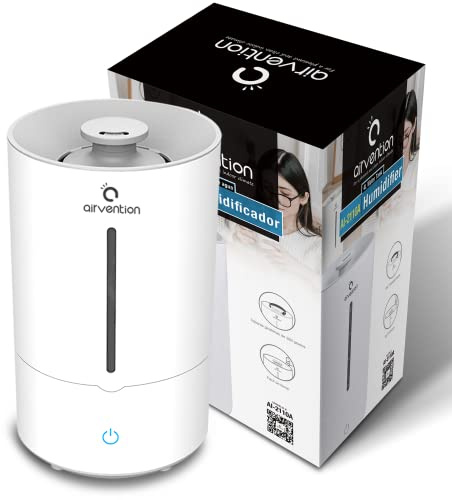 Airvention Ultraschall Luftbefeuchter, 4 Liter, Humidifier, Raumbefeuchter gegen trockene Heizungsluft, sehr leise, Befeuchter geeignet für Kinderzimmer, Schlafzimmer und Baby