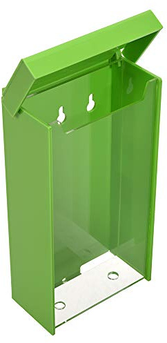 Hellgrüne Prospektbox Din Lang wetterfest, für Außen, mit Deckel, aus Acryl | Wetterfeste Outdoor Flyerbox, Durhcishtige Frontseite , DIN Lang Format 10x21 / 10,5x21 / zur Wandmontage