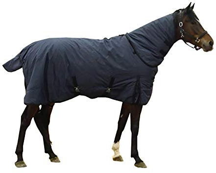 MaJu Pferdesportzubehör Winter Plus Baumwolle 900D Combo Neck Stable Rug Horse Wasserdichter Trainingsteppich, Marineblau(Size:125cm)