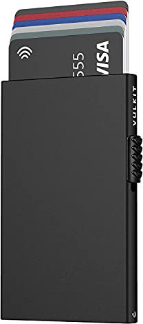 VULKIT Kartenetui für Herren Kreditkartenetui RFID Blocking Pop Up Kartenetui Damen Minimalistische Geldbörse Schlanke RFID Geldbörse