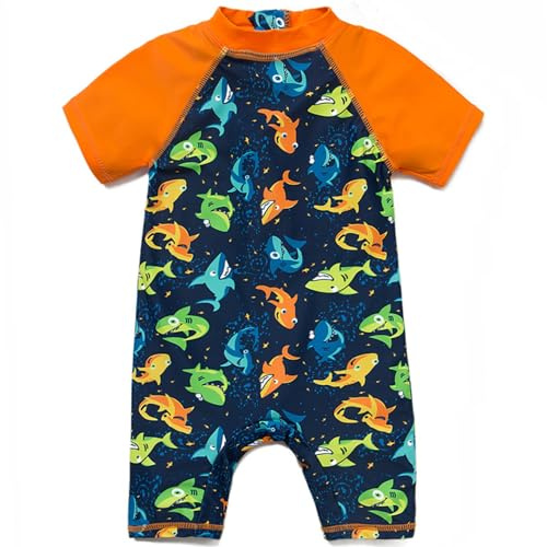 BONVERANO Traje baño bebé protección Solar UPF 50+ Cierre Cremallera (Pescado, 18-24 Meses)