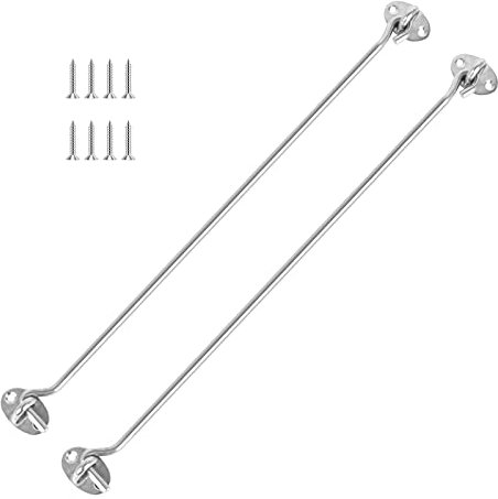 SUpoetry 2 Stücke Kabinenhaken Edelstahl, Sturmhaken Kabinenhaken, Edelstahl Fensterhaken, Hook and Eye Latch für Türen für Scheunen Tor Bad Fenster Schiebetür(16 Zoll/400 mm) Silber