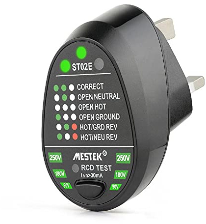 Jadeshay Socket Tester,RCD Plug Electric Outlet Automatic Voltage Tester for Neutral Live Earth Wire Testing Circuit Polarity Mains Outlet Tester UK with Visual Indicator