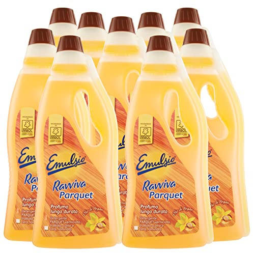 Emulsio - 9 botes de 750 ml de limpiador de suelos de parquet y laminado con aceite de argán – 9 botellas de 750 ml cada una
