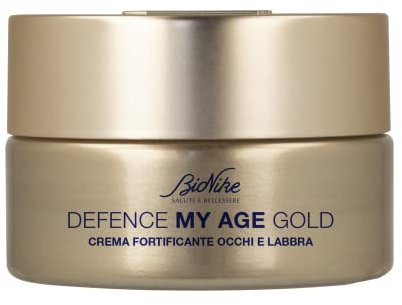 BioNike Defence My Age Gold Crème contour des yeux et des lèvres anti-rides avec acide hyaluronique, traitement fortifiant pour lisser, disposer et revitaliser la peau mature, 15 ml