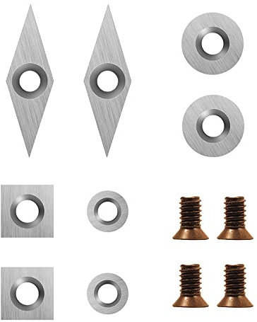 DEEFIINE Placas reversibles de carburo de tungsteno para cinceles, herramientas de giro para tornos, cinceles, cortador de metal duro para herramientas de torneado de madera con tornillos, 8 piezas