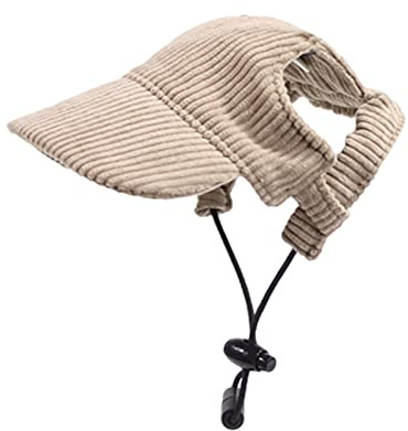 perfk Hunde-Baseballmütze, Hunde-Trucker-Mütze, Verstellbarer Sonnenschutz, Cord, atmungsaktiv, Hunde-Sonnenhut, Haustier-Mütze, Khaki M