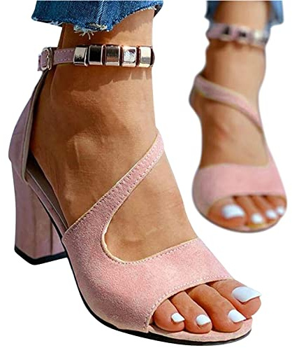 Sandalias con tacón para mujer Verano Vestido Zapatos de noche Sandalias de verano Elegantes Sandalias de verano con punta abierta Tacón alto Correas para fiesta Sandalias de mujer con hebilla Bombas
