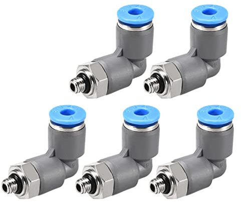 M METERXITY 5pz Gomito Connessione a Pressione Aria Raccordi - Pneumatico Connettori Sgancio Rapido, Applica a Tubo Connessione (4mm OD x M5 Maschio Filettatura, Grigio)
