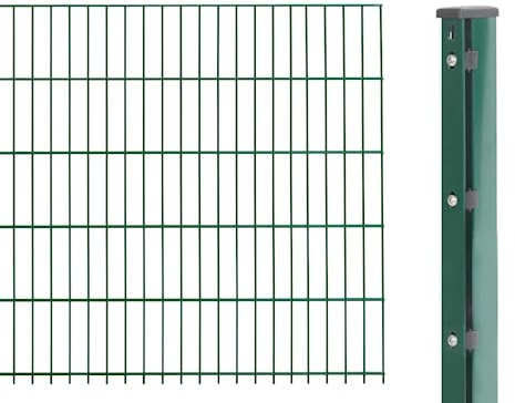 Alberts 645540 Doppelstabmattenzaun als Zaun-Komplettset | verschiedene Längen und Höhen | kunststoffbeschichtet, grün | Höhe 143 cm | Länge 2,5 m