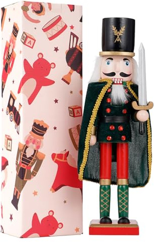 COMBIUBIU 14.8 inch Christmas Decorations Nutcracker Ornaments,Wooden Nutcracker Figures,Festive Collectible Nutcracker Gift forTable Desktop Fireplace Thanksgiving Christmas Decor