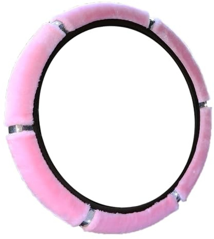 Glitzer Lenkradabdeckung,Universal Bling Strass Auto Lenkradhülle Plüsch Winter Warme Lenkrad Abdeckung Anti Rutsch Lenkradbezüge Autozubehör Innenraum für Lenkrad mit Durchmesser 37–38cm,Hell-Pink