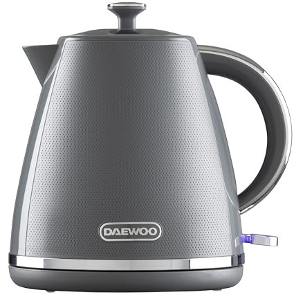 Daewoo Stirling Collection, Pyramid Kettle 1.7 Litre, User Friendly, Easy Cleaning, Safety Features, 360° Swivel Base, Full Removable Lid, Water Level Gauge, Part Of A Collection, Grey