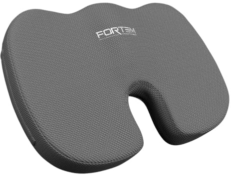 FORTEM Cojín Silla Oficina - Cojín para Silla Ordenador en Forma De U con Espuma Viscoelástica y Diseño Ergonómico para Asiento Coche, Gaming, Viajes en Transporte Público - Funda Lavable