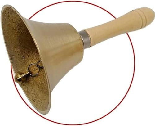 Handglocke, Jingle Bells, Serviceglocke, 80 mm/95 mm/110 mm/140 mm, Weihnachtsglocken, Holzgriff, Kupferglocke for edlen Empfang, Abendessen, Geschäft, Hotel, Kirche, Handrassel, Handglocken-Dekor (S