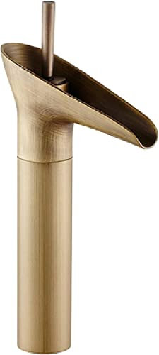 Badarmaturen for Waschbecken, 1-Loch-Wasserhahn, Einhand-Einloch-Badezimmerarmatur, Waschbecken-Wasserhahn, Einloch, hoch, Retro-Waschbecken-Wasserhahn for Balkon, antik