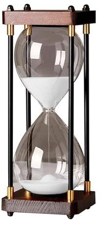 Große Sanduhr 60 Minuten, Sanduhr aus Holz, Regenbogen Glas Deko Sanduhren, Geschenk Sanduhr, für Haus, Schreibtisch, Büro, Hochzeitsdekoration (Weiß)