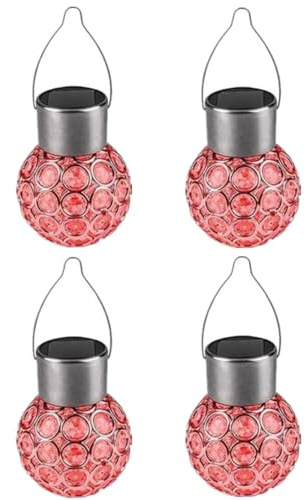 Youning Solarlampen für Außen Hängend Garten Solar Laterne LED Lampe Wasserdicht Kristallkugel Solarleuchten zum Aufhängen Solarlaterne für Balkon,Patio,Terrasse, Party (4PCS Bunte Licht)