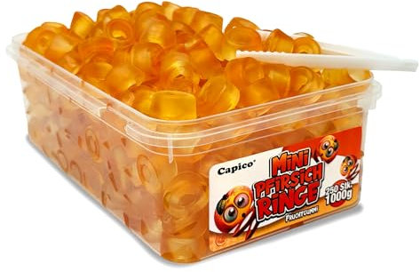 Capico Mini Pfirsich Fruchtgummi Ringe (1000g) in Dose, Halal