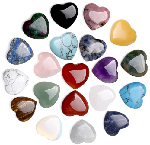 20 PCS Heilsteine Herz Kristalle Set Pocket Edelsteine für Frauen | AWARDSEN 2CM Amethyst Rosenquarz Kristalle Edelsteine in für Motivationsgeschenke und Reiki Heilung Geschenke für Frauen