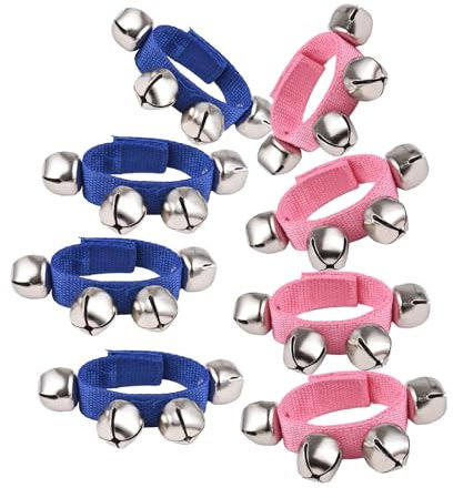 YIWENG 8 Stück Jingle Bells Handgelenkglocken Musikinstrument Weihnachtsglocke Handgelenkglocke Percussion Musik Rhythmus für Schulmusik Partys Gastgeschenke