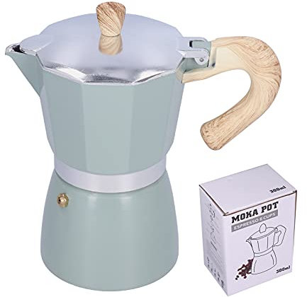 lvifloae Percolateur à café italien en alliage d'aluminium, design robuste, surface de cuisinière à café, cafetière électrique, cuisinière à gaz, cappuccino latte, camping, ménage, 300ML (Blue)