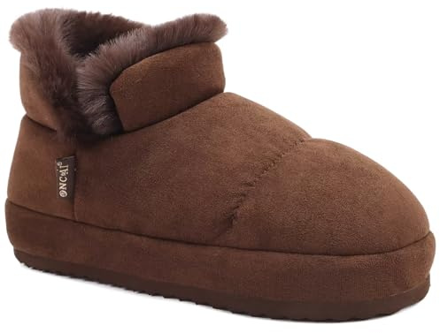 ONCAI Pantofole da donna Pantofole da casa per donna Pantofole da donna Stivali da donna Invernali Caldi e pelosi Stivaletti da interno ed esterno Marrone Taglia 36