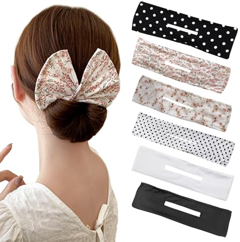 6 Stück Dutt Maker,Haarknotenmacher,Magischer Haarknoten,Haarknotenwickler,Französischer Fliege Dutt Haarband,Mode Haar Bun Wraps Frisur Haar Styling Zubehör für Frauen Mädchen
