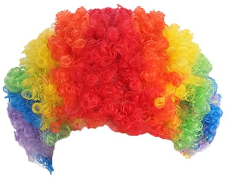 Perücke Kostüm für Erwachsene - Erwachsene Perücken | Kurze Perücke Regenbogen Perücke, Cosplay Perücke | Lustige Lockige Perücke Halloween Kostüm