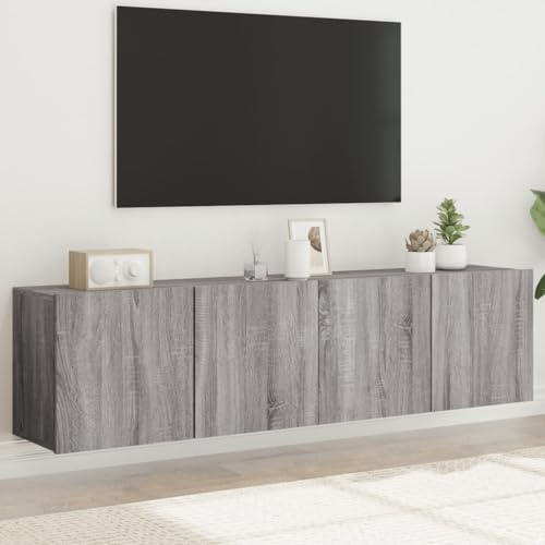 Iiaky TV-Wandschränke 2 STK. TV Board HäNgend TV Unterschrank Wohnwand HäNgend TV Sideboard Wohnzimmer WohnwäNde Grau Sonoma 80x30x41 cm
