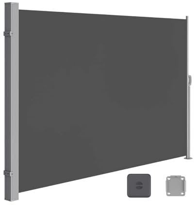 Aluminium Seitenmarkise versenkbar 180x400 beige Garten für Balkon und Terrasse grau 200 x 350 cm