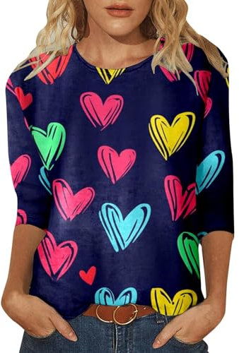 Generico Maglia con Cuore Tshirt Over Donna Camicia Fucsia Donna Magliette Corte Donna Maglia Mezza Manica Donna Maglie Mezze Maniche Sottogiacca Donna Canottiera Donna Microfibra Regali Uomo