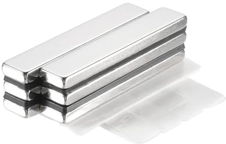 QUARKZMAN 6 stycken magneter starka, magneter extra starka, rektangulära för magnettavla, kontor, magnettavla, köksskåp, hantverk (50 x 10 x 4 mm)