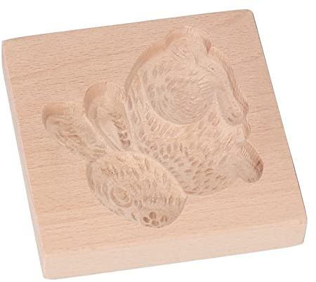 Cute Shape Wooden Cookie Wooden Cookie Mould, Wooden Cookie Mould Beechwood Biscuit Press Stamp with Birch Wood Reusable Washable for Kitchen Baking (#3)
