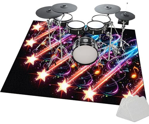 Trummatta trummatta | ljudisolerad matta halkfri | bastrumvirvel och annan musikinstrumentmatta | Trumtillbehör för elektronisk jazz | 200 x 160 cm professionell rektangulär trummatta