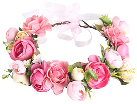 VICASKY Blumenkranz Für Haare in Rosa Simulation Haarschmuck Dekorativer Blumen Haarschmuck Für Mädchen