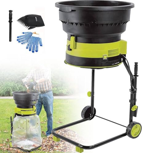Garden Leaf Shredder, 2500w Electric Leaf Mulcher with Wheels and Storage Bag, 8000rpm,Adjustable Cutting Size, 54cm Feed Hopper, for Yard Cleaning,Powercord×40m
