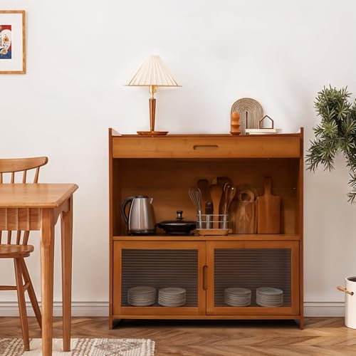 Warmiehomy Side Table with Storage Drawer Living Room Kitchen Sideboard Cabinet Multilayer Coffee Table for Home Office, 72cm x 24cm x 75cm, Brown