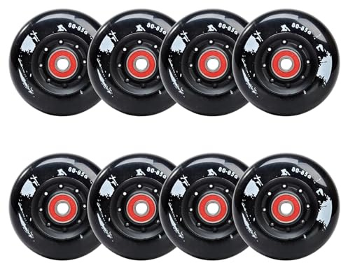 JCCHT 85A Inline Skate Wheels with ABEC-7 Bearing 72mm 76mm 80mm for Roller Hockey Blades Replacement Skating Wheels,Black,76mm
