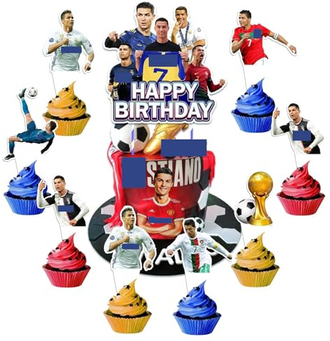 Yoimckay - Juego de 10 unidades, decoración para tartas de cumpleaños, decoración de fútbol, decoración de cumpleaños, cupcakes, para suministros de fiesta de cumpleaños de fútbol o fiesta