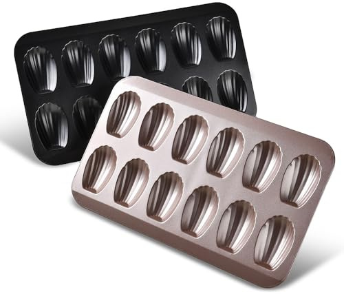 GYJZZW Madeleine - Set di 2 stampi antiaderenti a 12 cavità, per biscotti, per la cottura, resistenti, resistenti alle deformazioni, a forma di conchiglia, per madeleine (A3)