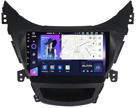 para Hyundai Elantra 2011-2016 Radio De Coche Android 12 9 Pulgadas HD Pantalla Táctil con Carplay Android Auto Apoyo Dab BT 5.0 GPS DSP RDS HiFi Cámara Trasera Control del Volante(A,100S 1+16G)
