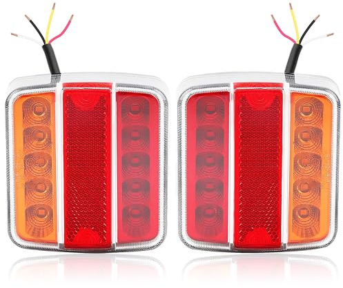 DARKGUARD Feux de Remorque Led Feu Arriere Remorque 12V 24V Étanche IP67 Éclairage pour Remorques de Camion Caravanes & Bateau Feu de Stop de Clignotant de Position & Plaque Catadioptre ECE
