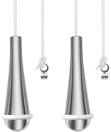 2 Pack Bathroom Light Pull Cord with 150cm Nylon White Cord Teardrop Chrome Pull String Switch End Weight Extension for Bathroom Toilet Light Ceiling Lights Fan Switch
