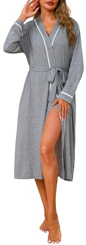 Vlazom Womens Dressing Gown, Super Soft Kimono Robes Full-Length Bathrobe for All Seasons S-3XL