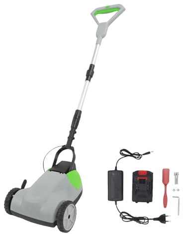 Walfront Rasaerba a Batteria Ultraleggero, Motore Brushless, 6500 Giri/min, 3 Altezze di Taglio, Impugnatura Staccabile, Piccolo Tosaerba Elettrico con Ruote Anteriori Girevoli (Spina europea)