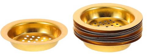 iplusmile 10pièces Lot de Perforées Fer pour Porte-encens Plateau de Rechange Ronds avec Coupelle Dorée pour Brûleur Encens Arabe