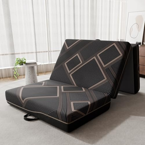 Vamcheer Klappmatratze 90x200 cm, 15 cm dick – 3-teilig Faltbare Gästematratze, klappbares Gästebett, waschbarer Bezug, faltbares Gästebett für Reisen & Zuhause